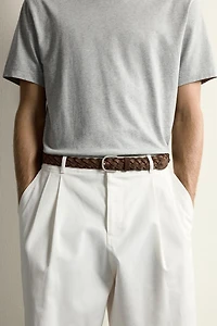 WAXED EFFECT BRAIDED LEATHER BELT