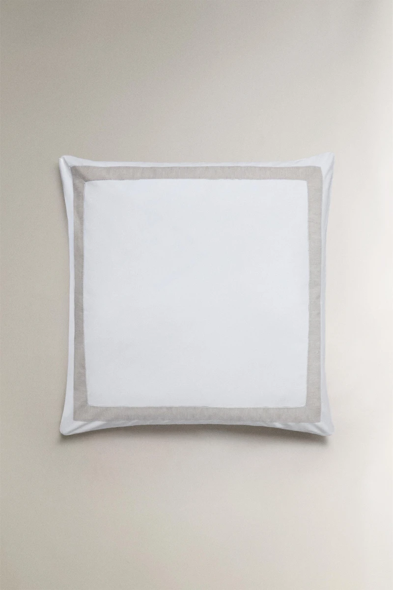 COTTON PILLOWCASE WITH LINEN BORDER
