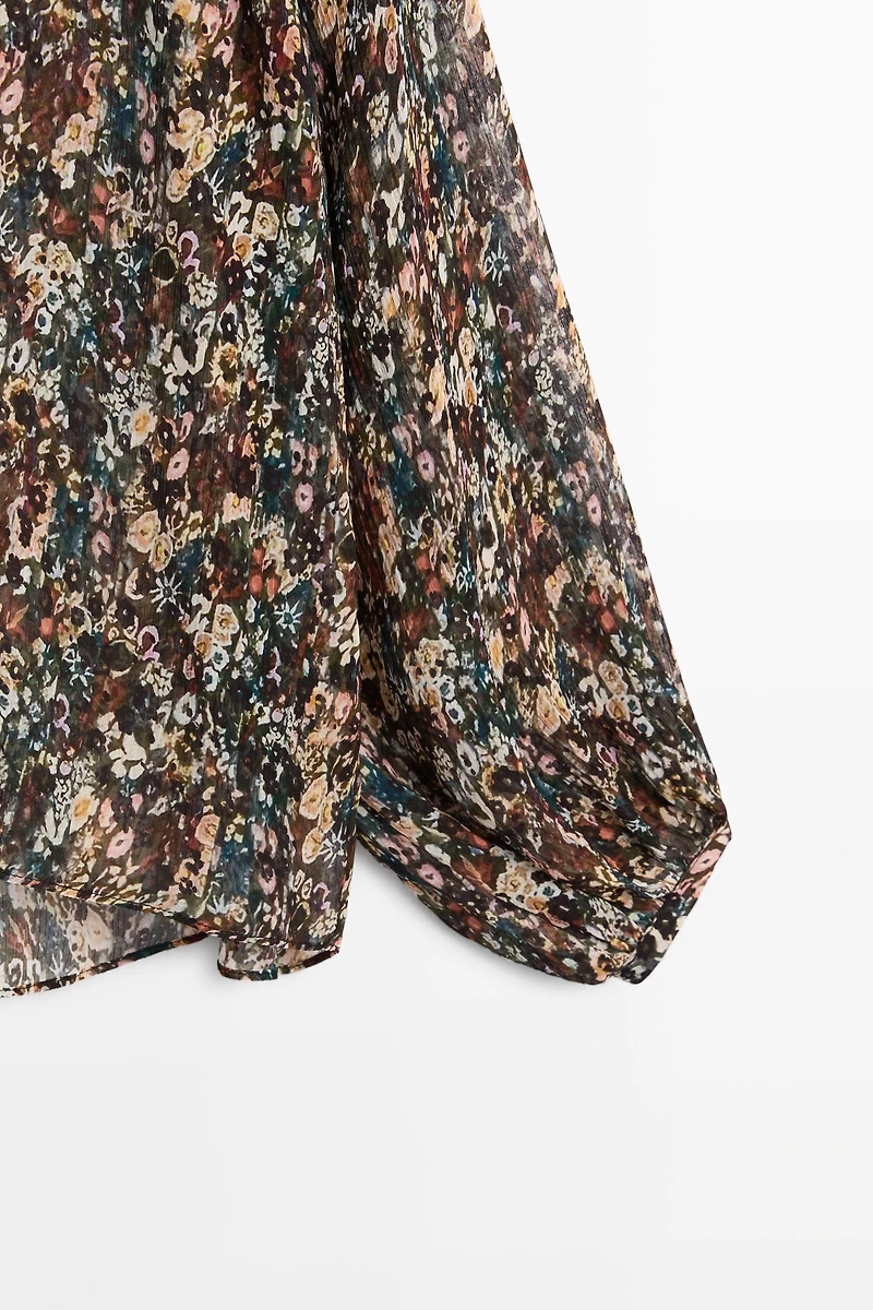 Floral print flowing shirt