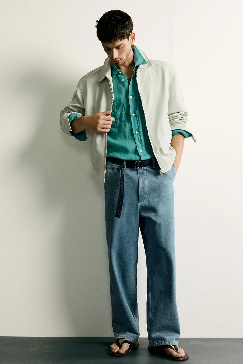 BLOUSON REGULAR FIT EN COTON LAVÉ