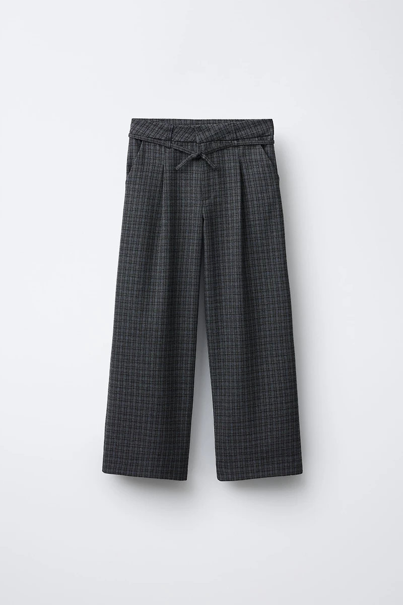PLAID DRAWSTRING PANTS