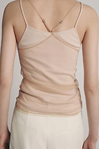 DOUBLE TULLE EFFECT HALTER TOP