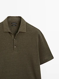 100% linen short sleeve polo shirt