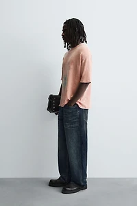 WASHED PRINT KNIT T-SHIRT
