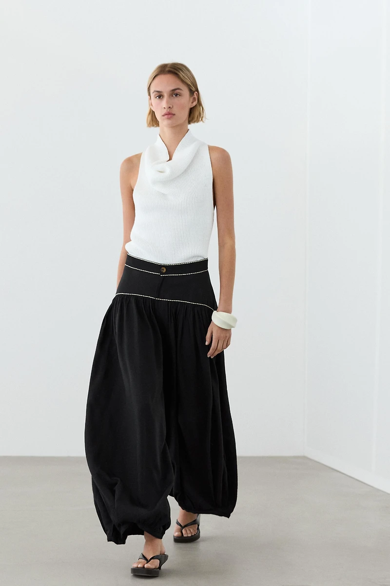 Pantalon fluide contrastant