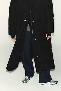 EXTRA LONG WATER REPELLENT WINDPROOF HOODED DOWN COAT