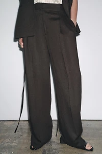 PLEATED LINEN BLEND PANTS ZW COLLECTION