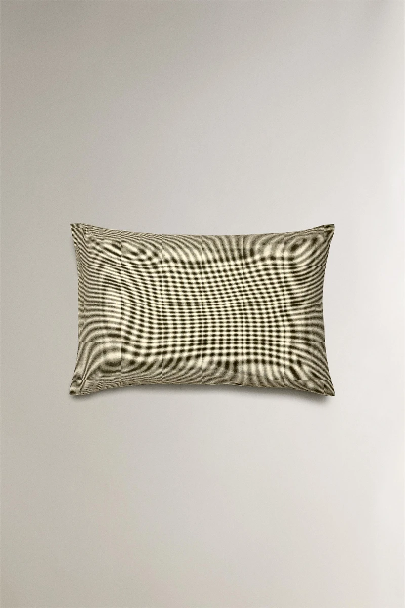 TAIE D’OREILLER FIL TEINT CARREAUX NOËL