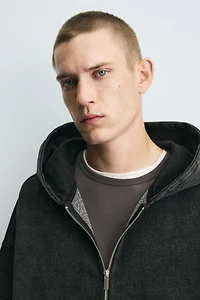 WASHED HOODED ZIP SWEATSHIRT