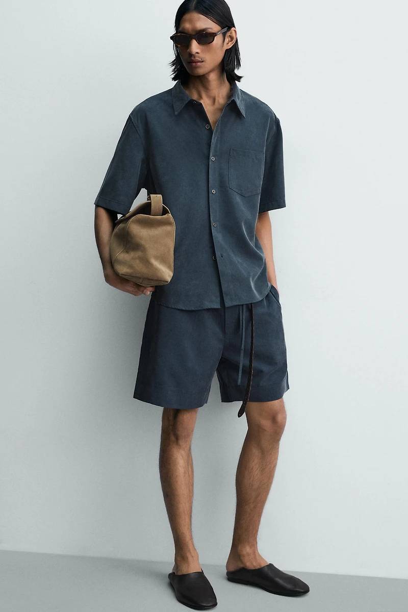 BERMUDA RELAXED FIT EFFET DÉLAVÉ