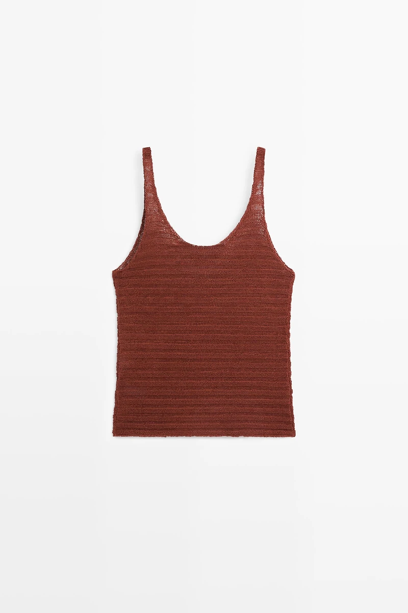 Textured knit strappy top