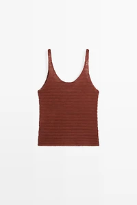 Textured knit strappy top