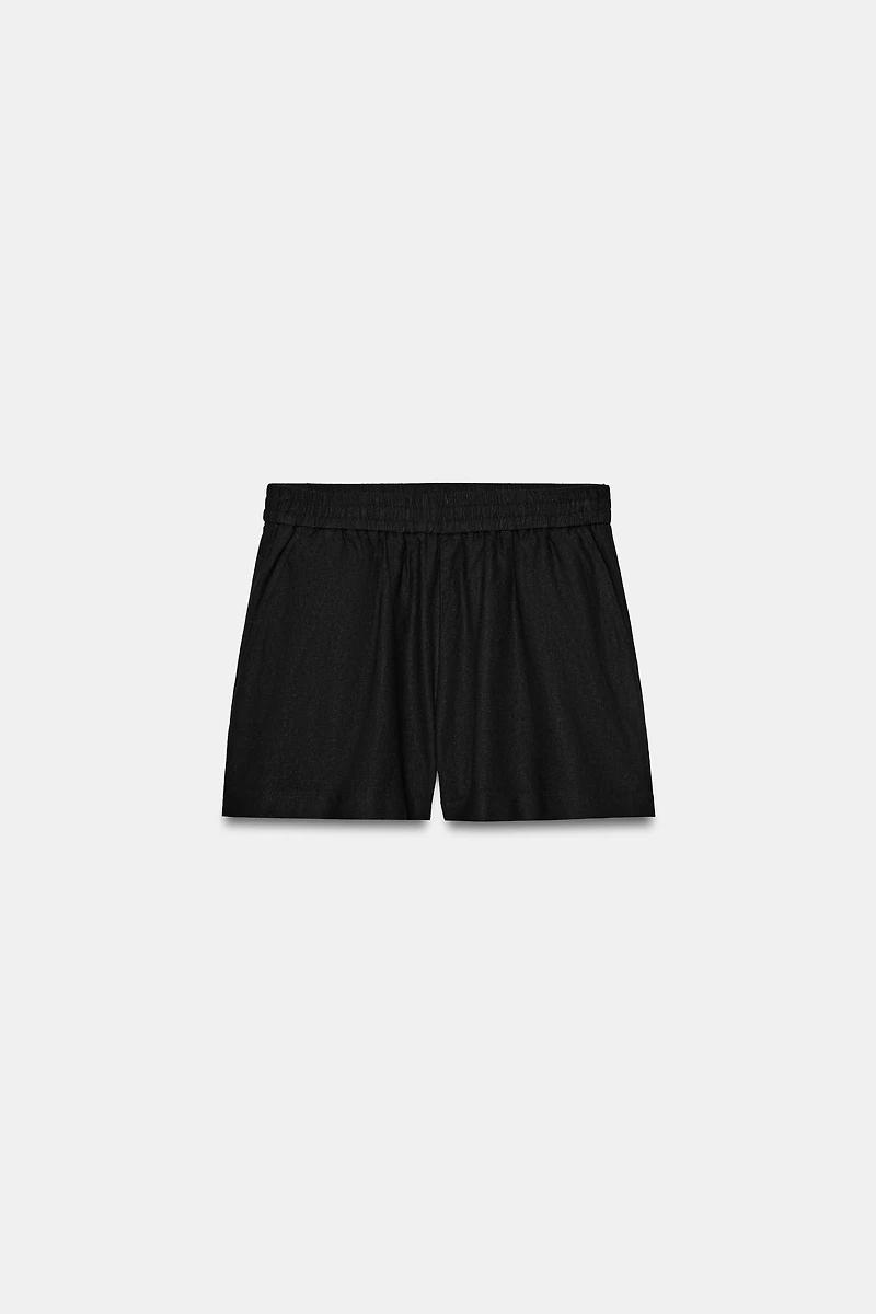 LINEN SHORTS WITH ELASTIC WAIST