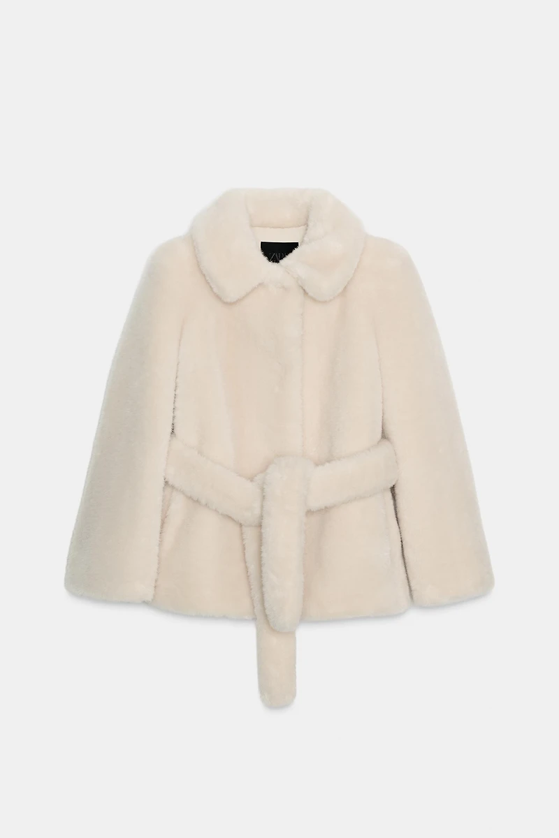 ZW COLLECTION FAUX FUR BELTED COAT