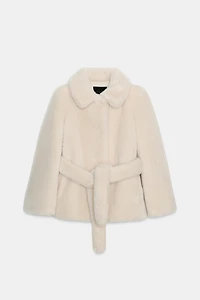 ZW COLLECTION FAUX FUR BELTED COAT