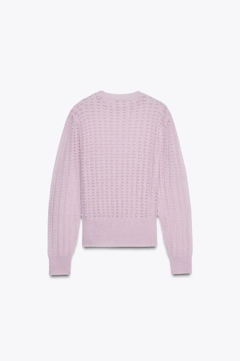 POINTELLE KNIT WOOL AND ALPACA SWEATER