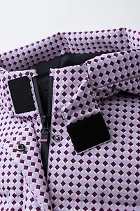 DOUDOUNE 80% DUVET ET 20% PLUMES IMPRIMÉ GÉOMÉTRIQUE WATER RESISTANT COUPE-VENT SYSTÈME RECCO® COLLECTION SKI