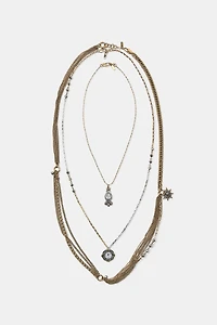 PACK OF 3 WATCH CHARM NECKLACES