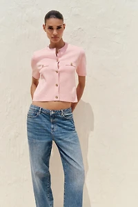 SHORT SLEEVE KNIT CARDIGAN