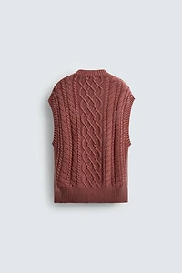 GILET EN MAILLE STRUCTURE TRESSÉE