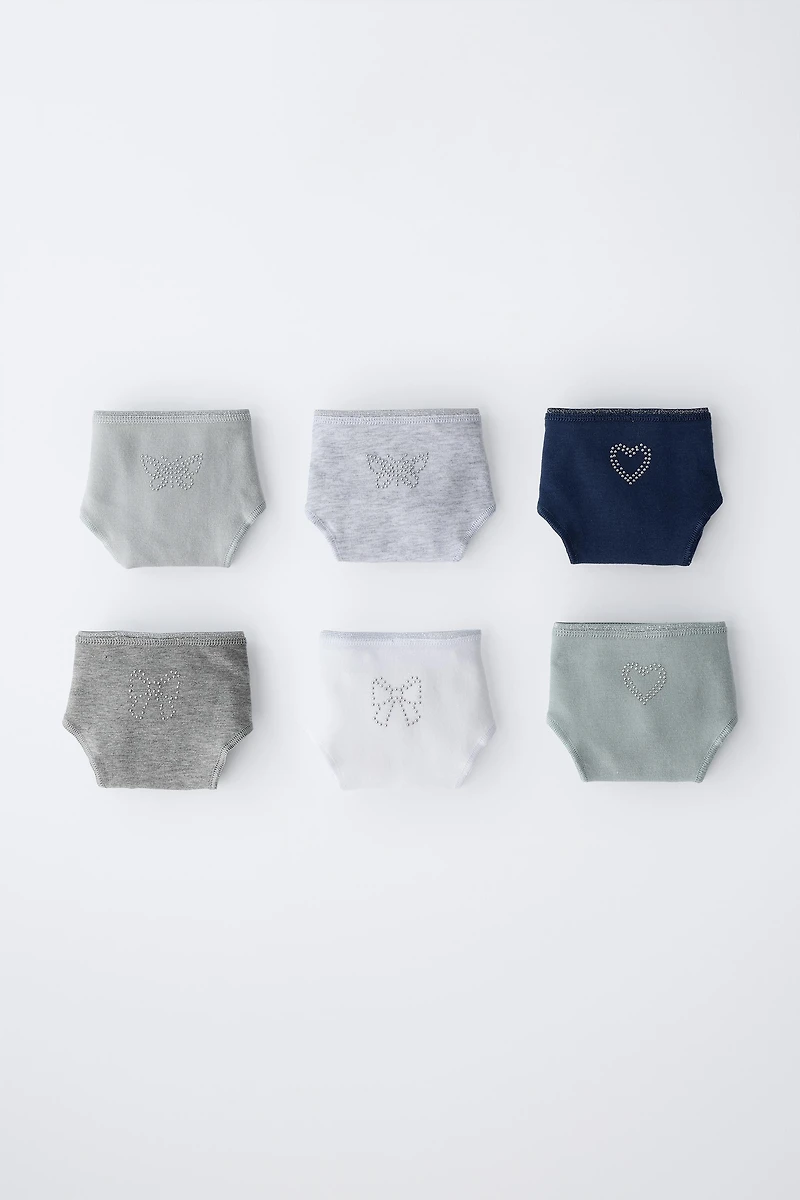 6-14 ANS/ LOT DE SIX CULOTTES À STRASS ET FORMES