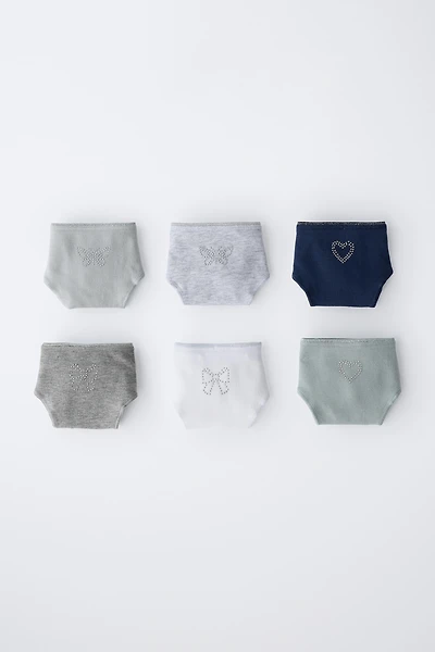 6-14 ANS/ LOT DE SIX CULOTTES À STRASS ET FORMES