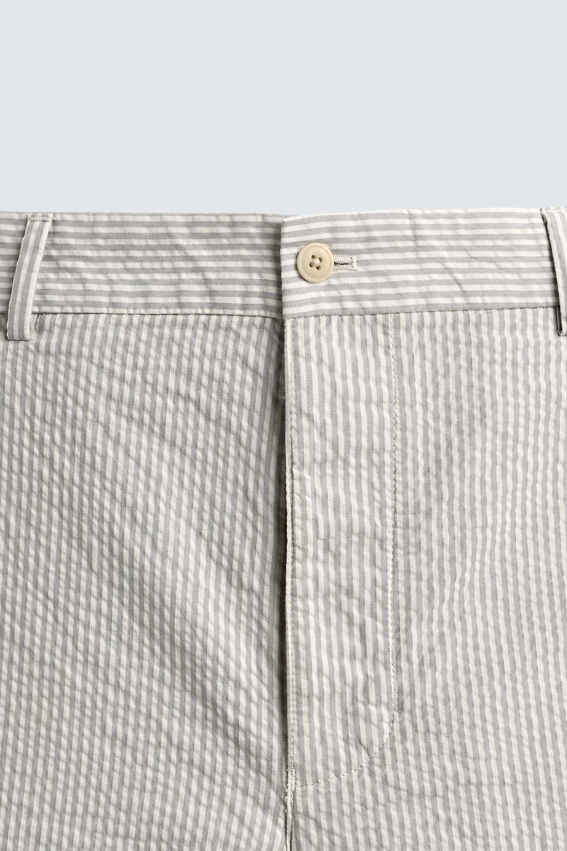 SEERSUCKER STRAIGHT FIT PANTS