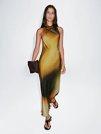 Long printed halterneck dress