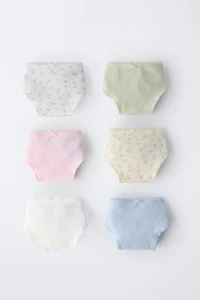 6-14 YEARS/ SIX-PACK OF STRUCTURED FLORAL UNDERWEAR