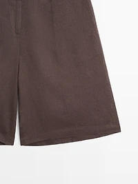 100% linen short Bermuda shorts