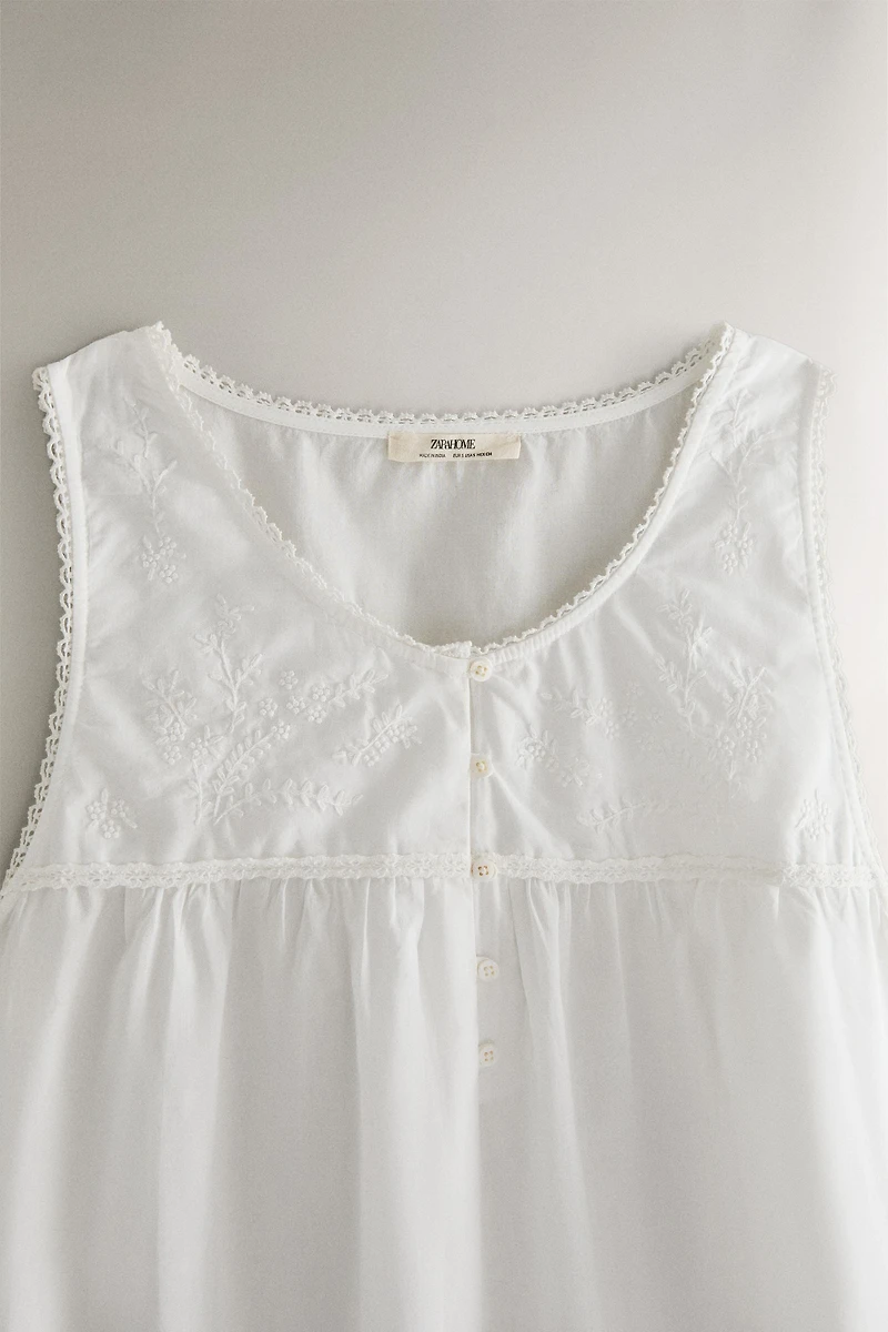 CHEMISE DE NUIT COTON BRODÉE
