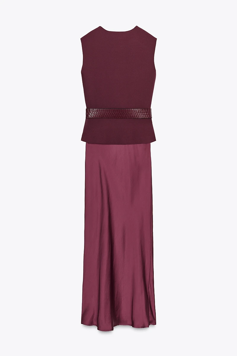 ROBE MIDI COMBINÉE GILET CEINTURE