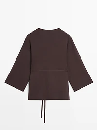 Kimono fluide en maille avec ceinture