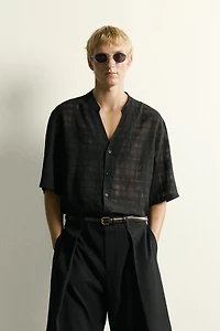 CHEMISE SEMI-TRANSPARENTE JACQUARD À CARREAUX