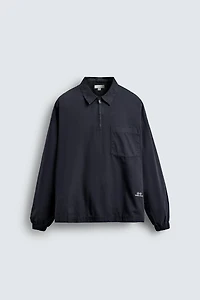 DENIM ZIP-UP POLO SHIRT