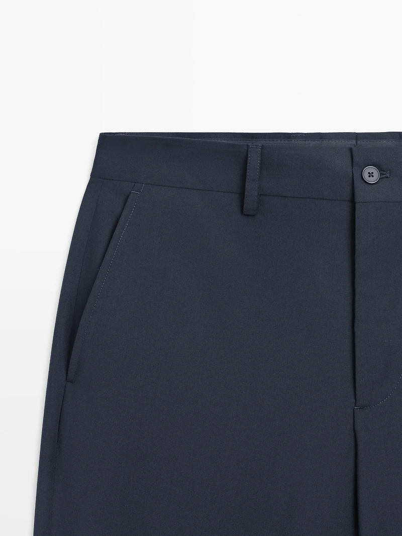 Wide-leg wool suit trousers