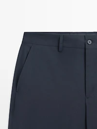 Wide-leg wool suit trousers