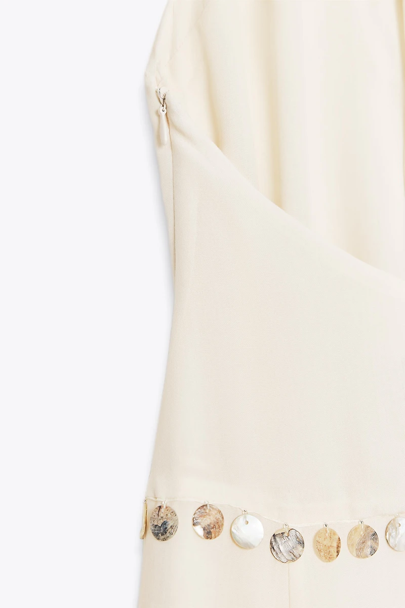 BEADED HALTER MIDI DRESS