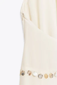 BEADED HALTER MIDI DRESS