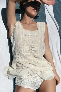 PLEATED LACE DRESS