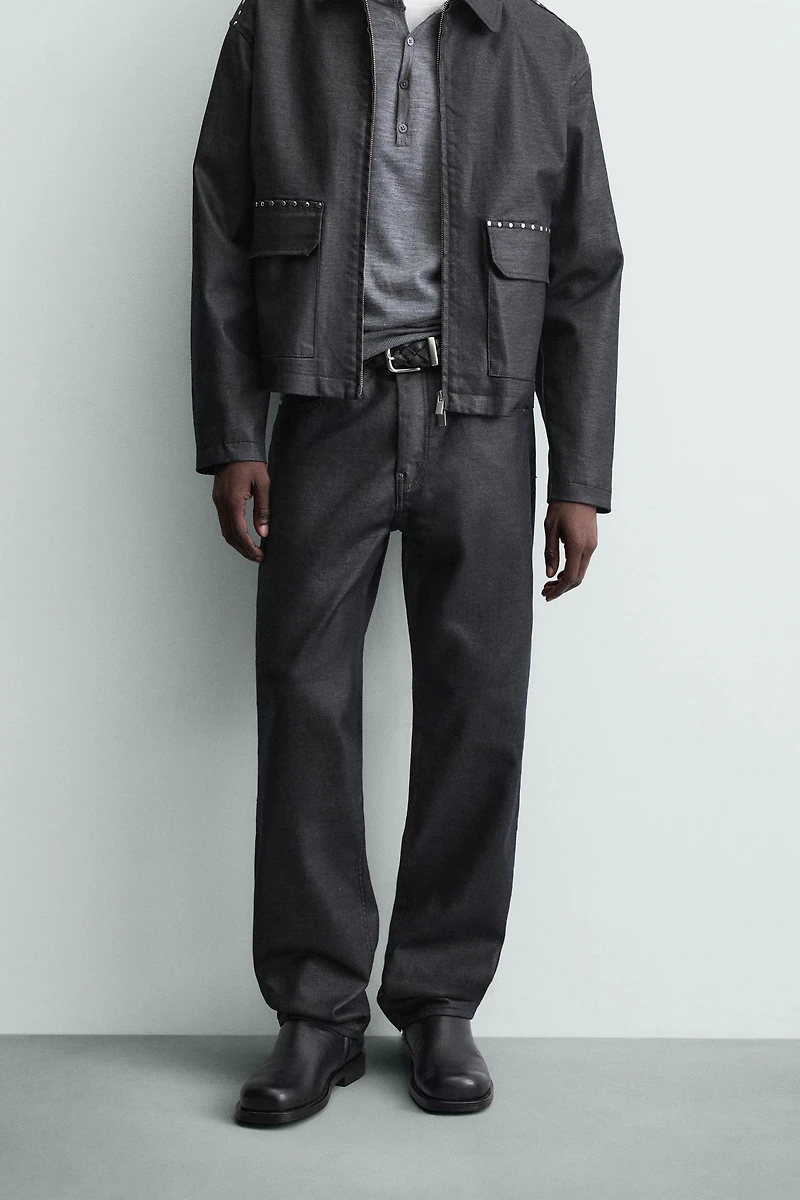 WAXED FINISH STRAIGHT FIT JEANS