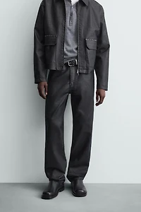 WAXED FINISH STRAIGHT FIT JEANS