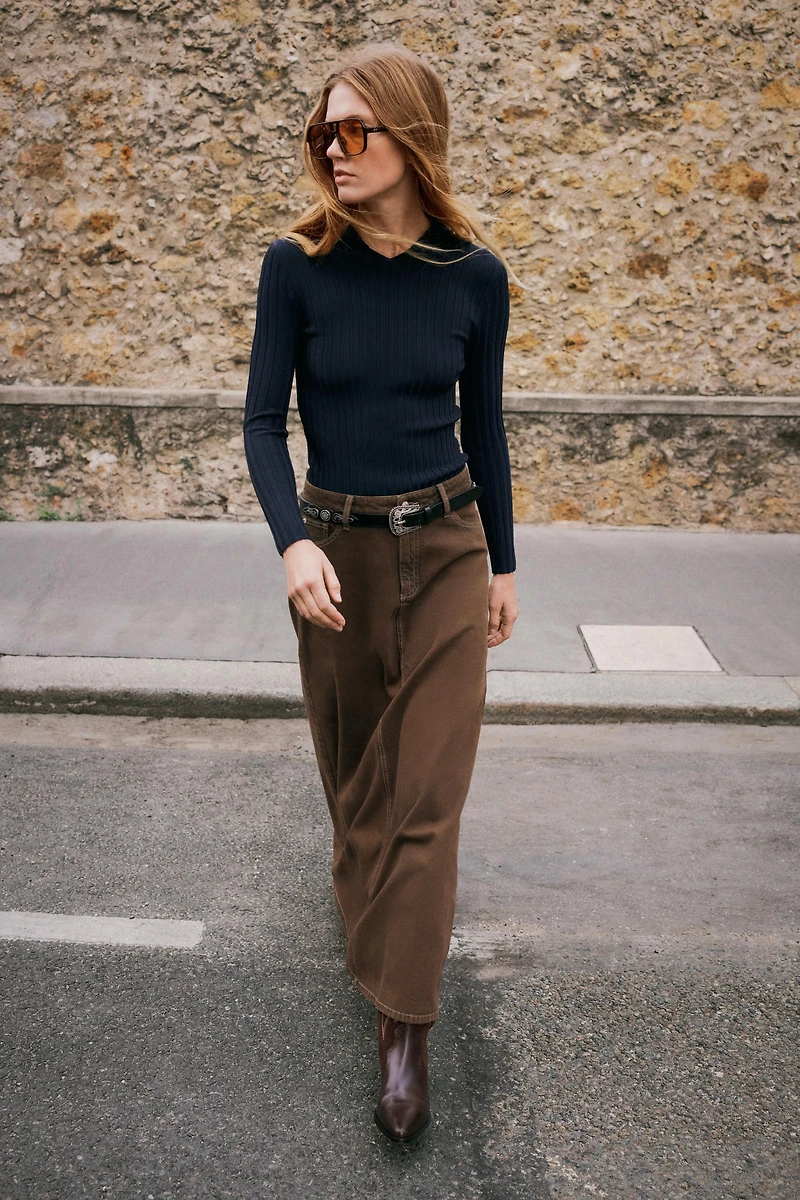 JUPE MIDI EN JEAN Z1975