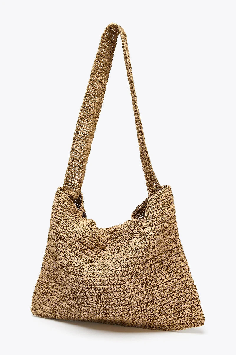 BEADED WOVEN SHOPPER