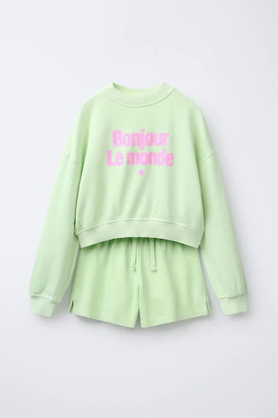TEXT SWEATSHIRT AND BERMUDA SET