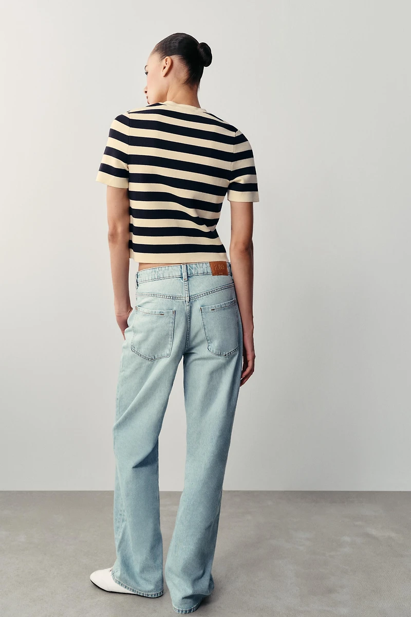 SHORT SLEEVE STRIPED CARDIGAN