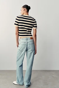 SHORT SLEEVE STRIPED CARDIGAN