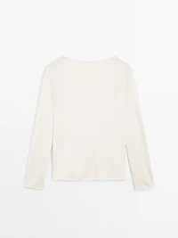 Wool blend boat neck sweater