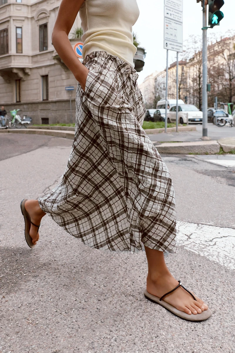PLAID MIDI SKIRT