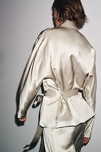 SATIN EFFECT BLAZER WITH BELT ZW COLLECTION LIMITED EDITION